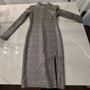Top shop metallic mid length dress with slit